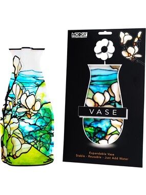 Modgy Blue & Green Floral Expandable plastic Vase. NWT.